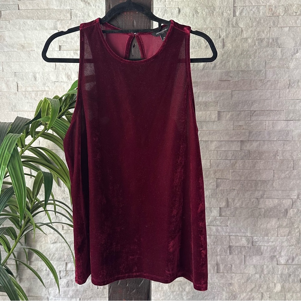 Banana Republic Burgundy Wine Velvet Sleeveless Blouse Size M